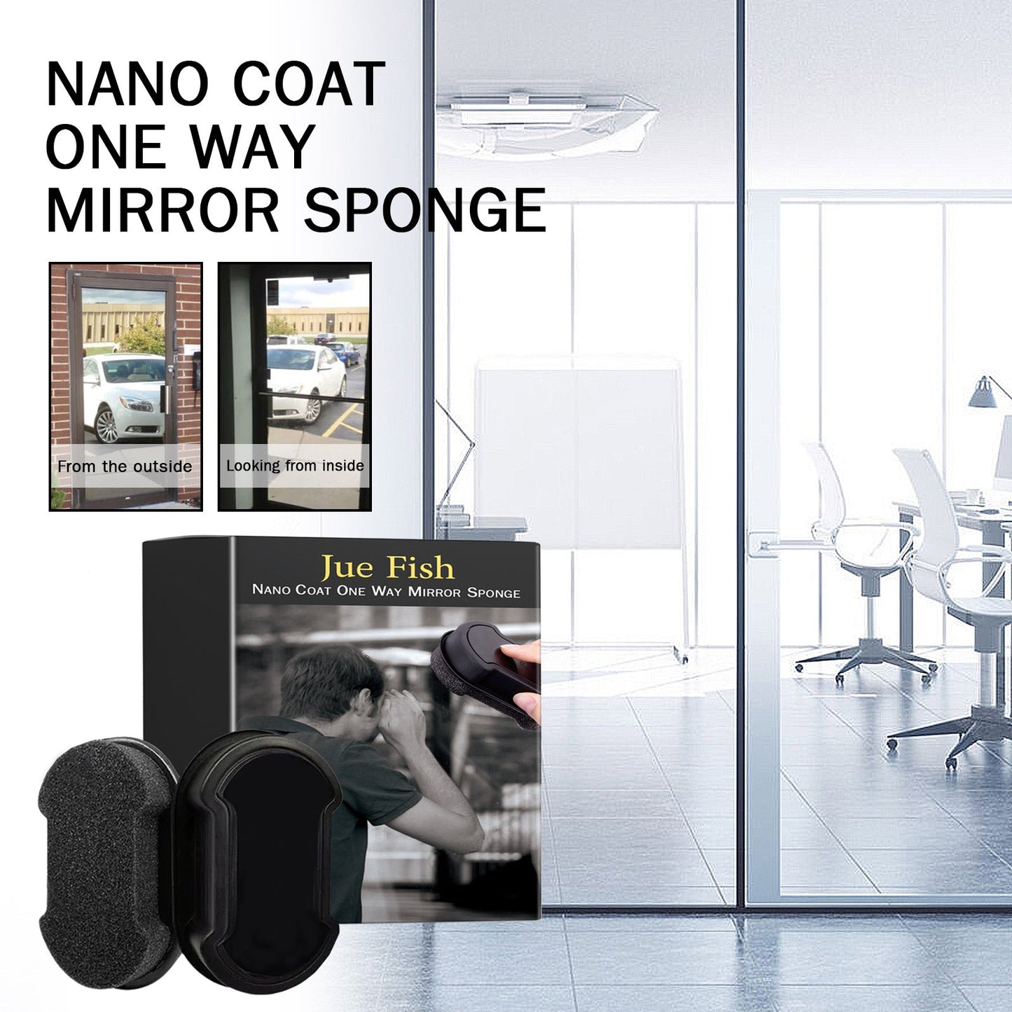 Nano Coat One Way Mirror Sponge, Car Windshield Bathroom Office Floor-To-Ceiling Window Glass Nanosponge Wipe - Korvel