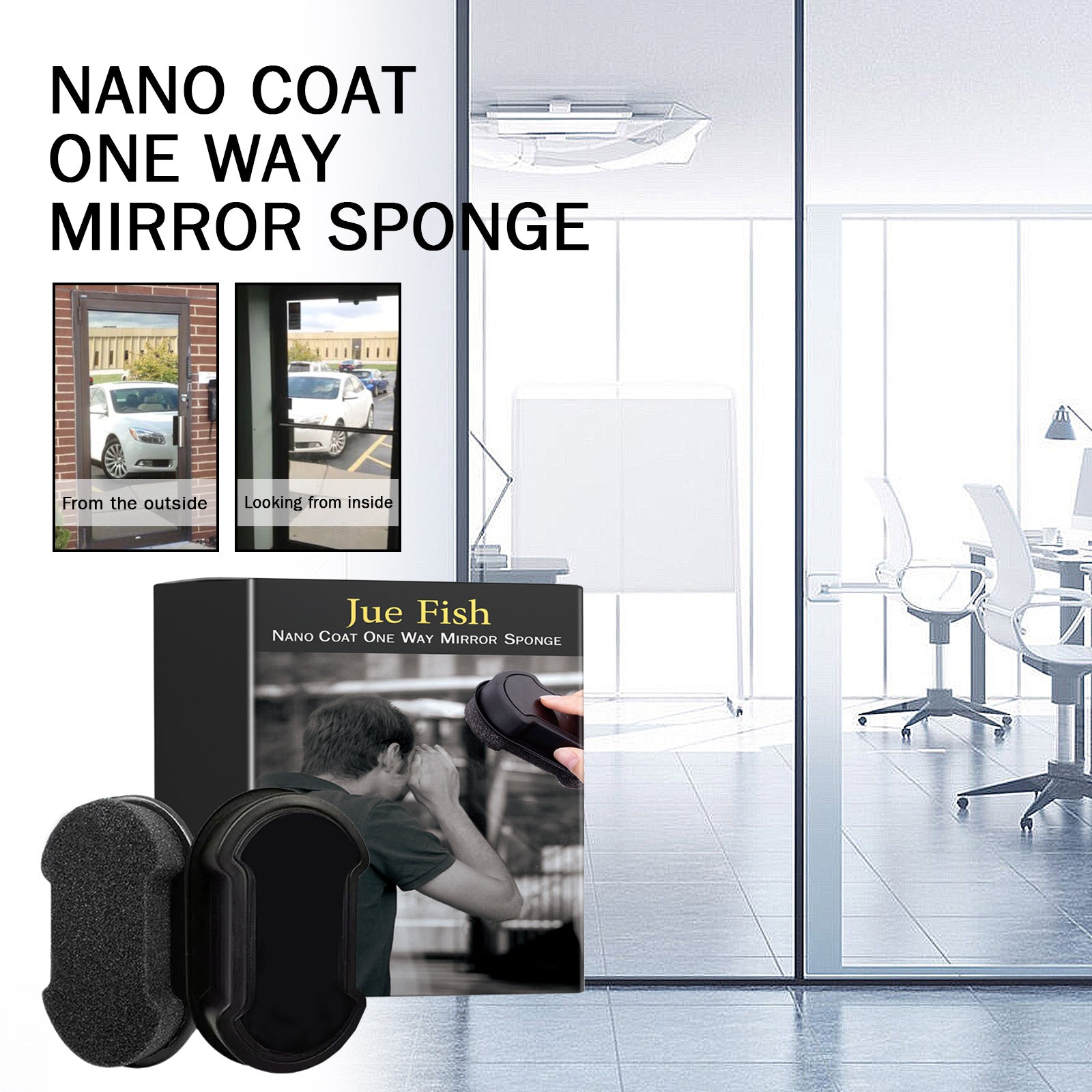 Nano Coat One Way Mirror Sponge, Car Windshield Bathroom Office Floor-To-Ceiling Window Glass Nanosponge Wipe - Korvel