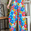 Personalized floral print high waisted straight leg pants for women - Korvel