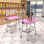 36 inch folding pet grooming table with stainless steel frame and rubber pad, equipped with adjustable armrests and clips (pink) - Korvel