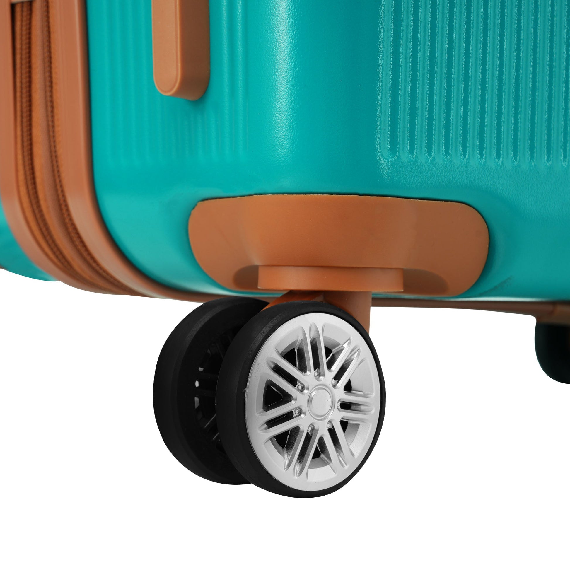 Hardshell Luggage Sets 3 Piece double spinner 8 wheels Suitcase with TSA Lock Lightweight 20''24''28'' Green + ABS - Korvel