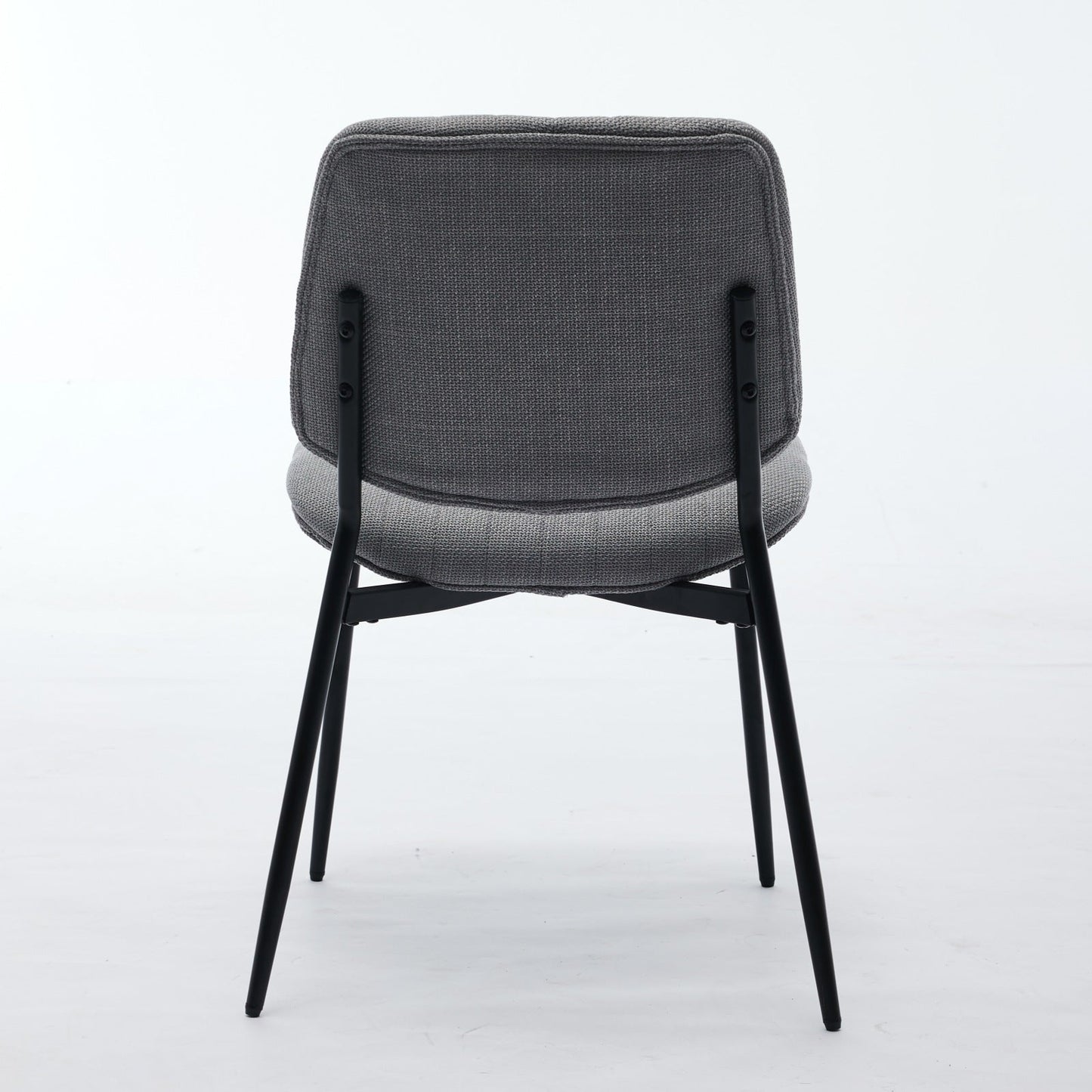 2-piece retro linen chair set with curved wooden backrest, cushioned seat, adjustable metal legs, (gray linen) - Korvel