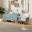 Modern Tiffany Blue Shoe Storage Bench with Cushions