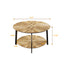 31.5 "Round Coffee Table Stand Wooden Double Layer Coffee Table with Open Storage Space and Metal Table Legs - Korvel