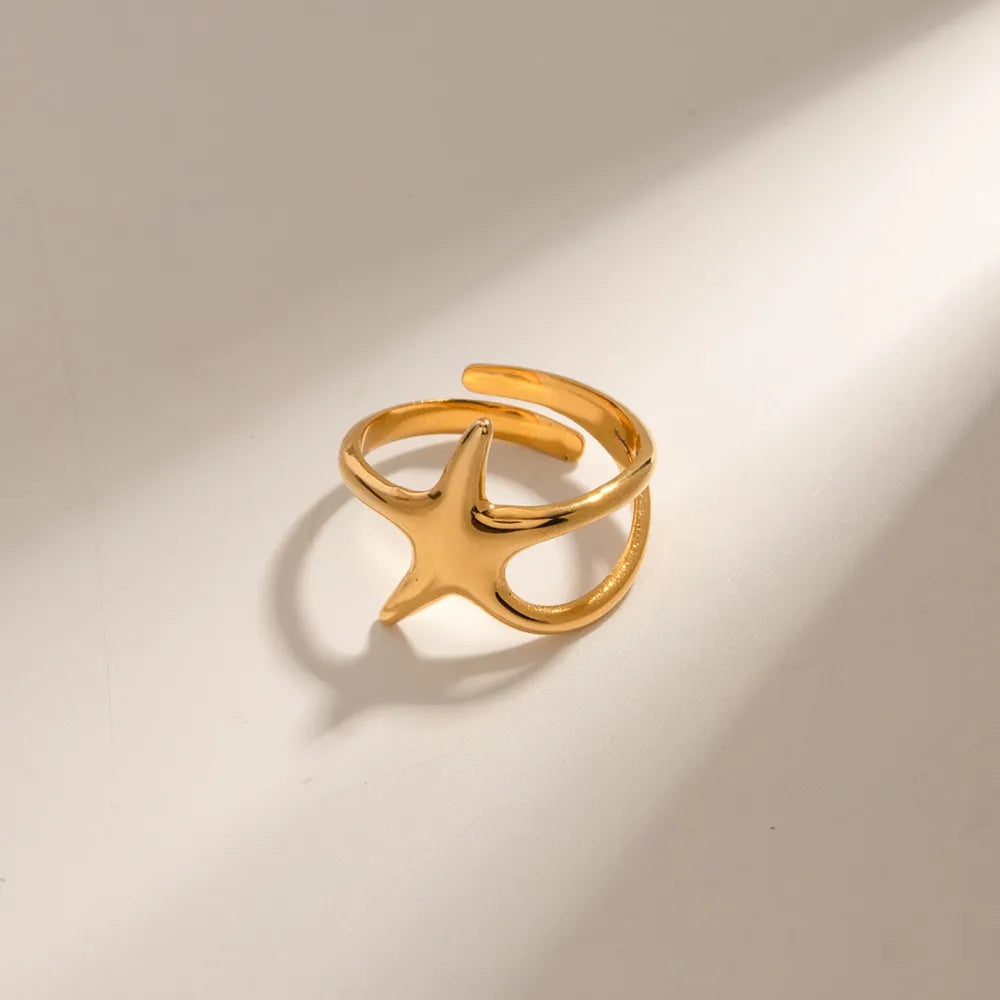Gold-Plated Stainless Steel Star Ring - Korvel