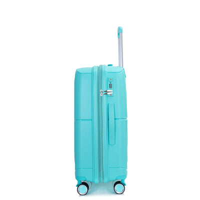 Expandable Hardshell Suitcase Double Spinner Wheels PP Luggage Sets Lightweight Durable 3-Piece Set (20/24/28) , Lake Blue - Korvel