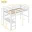 Twin Loft Bed with built-in desk and bookcase of three compartments, Guardrails and Ladder,White - Korvel