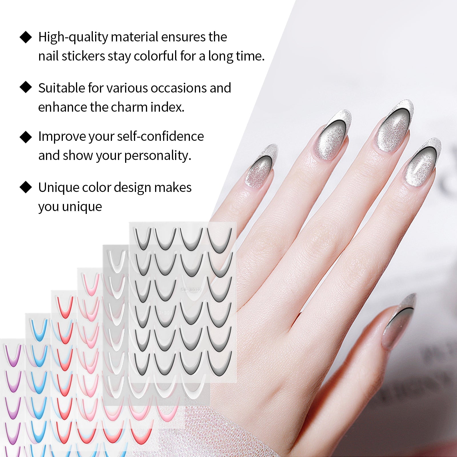 French Gradient Nail Sticker Gradient Nail Sticker Easy Nail Decor Personalized Nail Sticker - Korvel