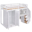 Elegant Twin Size Loft Bed with Wardrobe and Desk in White