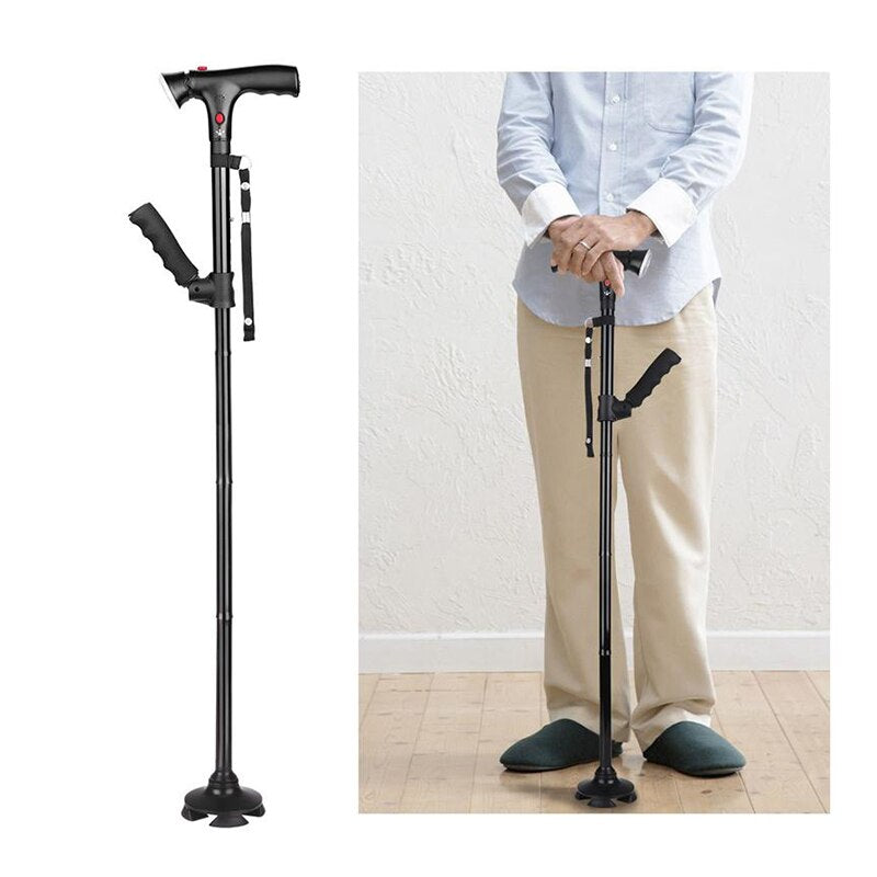 Collapsible Telescopic Cane Folding Crutch LED Lightweight Safety Walking Stick Gifts for The Elder - Korvel