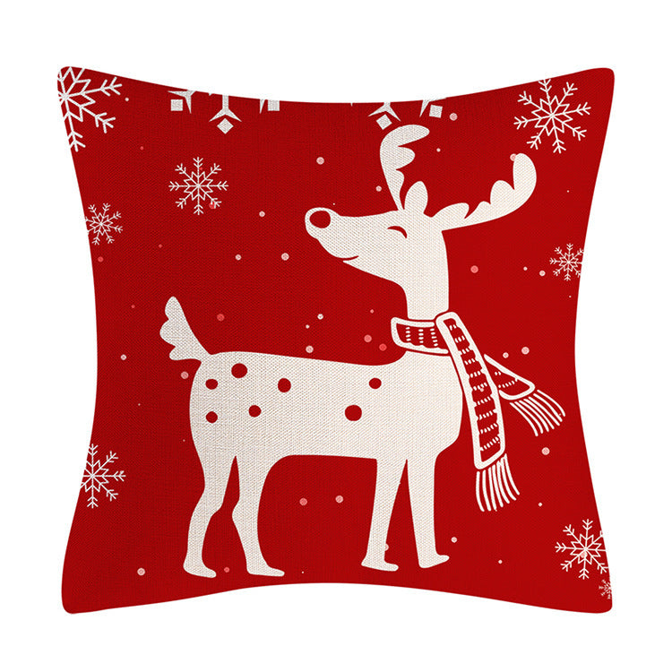 Red Snowflake Deer Pillow Cover Christmas Tree Cushion Cover Home Decoration Pillow Cover Combination - Korvel