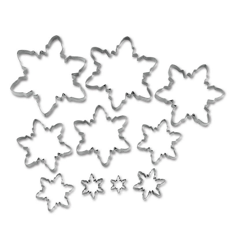 Christmas snowflake biscuit mold stainless steel snowflake three-dimensional biscuit mold biscuit cut into 10 pieces set - Korvel