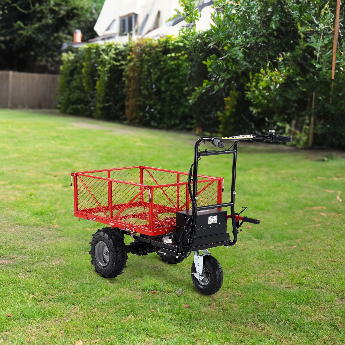 Wheelbarrow Utility Cart Electric Powered Cart 48V28Ah 500W Capacity 500lbs (230kg) Material Hauler 1000lbs Towing - Korvel