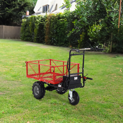 Wheelbarrow Utility Cart Electric Powered Cart 48V28Ah 500W Capacity 500lbs (230kg) Material Hauler 1000lbs Towing - Korvel