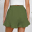 Women's cotton and linen shorts with ruffled edges and drawstring casual pants for women - Korvel