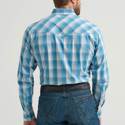 Wrangler Men's Blue Plaid 20X Western Shirt - Korvel