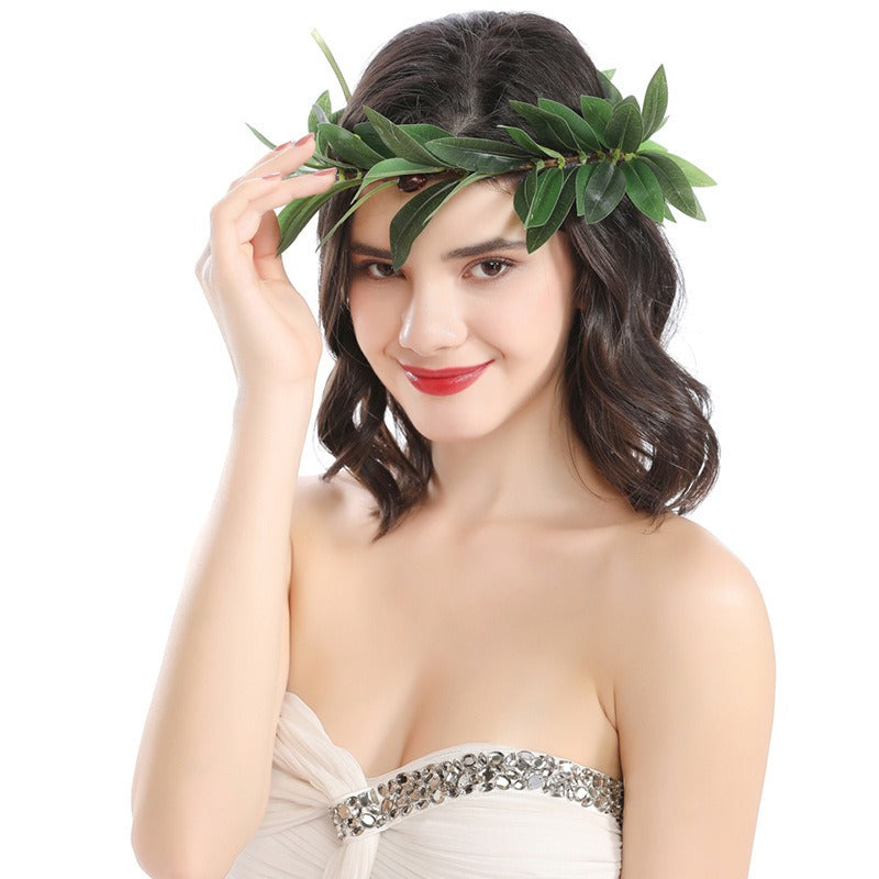 Olive leaf wreath berry olive branch headdress - Korvel