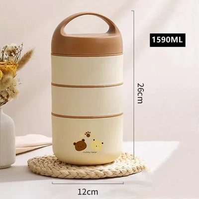1240ML/1590ML Large Capacity Stainless Steel 304 Lunch Box Leak-Proof Multi layer Thermal Bento Box Adult Student Food Container - Korvel