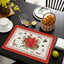 Christmas tree bell print placemat red striped plaid linen table mat Christmas party decoration insulation mat - Korvel