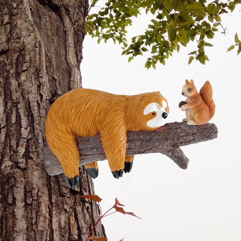 Sloth and Squirrel Resin Garden Hangers