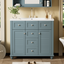 36 "bathroom makeup cabinet with resin sink combination and 2 drawers, with soft closing door, blue color - Korvel