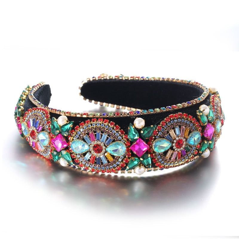 Super Sparkling Diamond Pearl Hair Hoop - Style Baroque Rétro