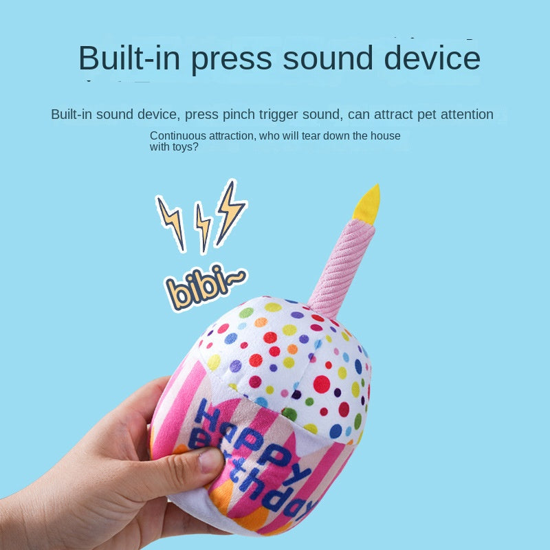 Pet Toy Birthday Cake Celebration Play Doll for Dogs with Sound and Chew Function Small Cake - Korvel