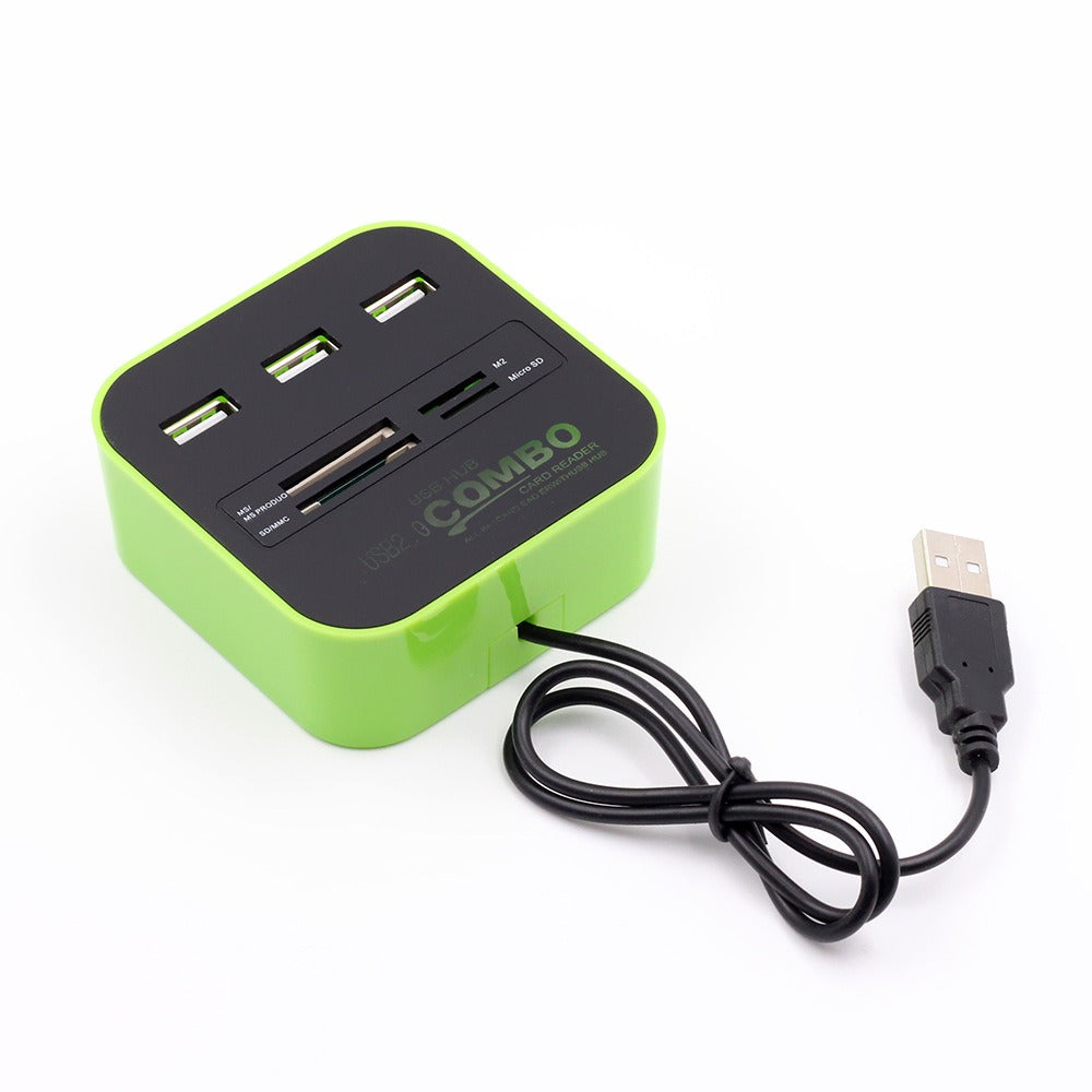 USB HUB Combo All In One USB 2.0 Micro SD High Speed Card Reader 3 Ports Adapter Connector For Tablet PC Computer Laptop - Korvel