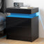 Modern Black LED Nightstand with Led Lights Bedside table with 2 High Gloss Drawers for Bedroom - Korvel