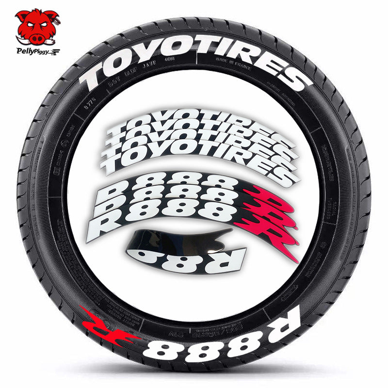 [One-piece set] Tire letter sticker one-piece set One-piece set Suitable for 4 tires No accessories included - Korvel