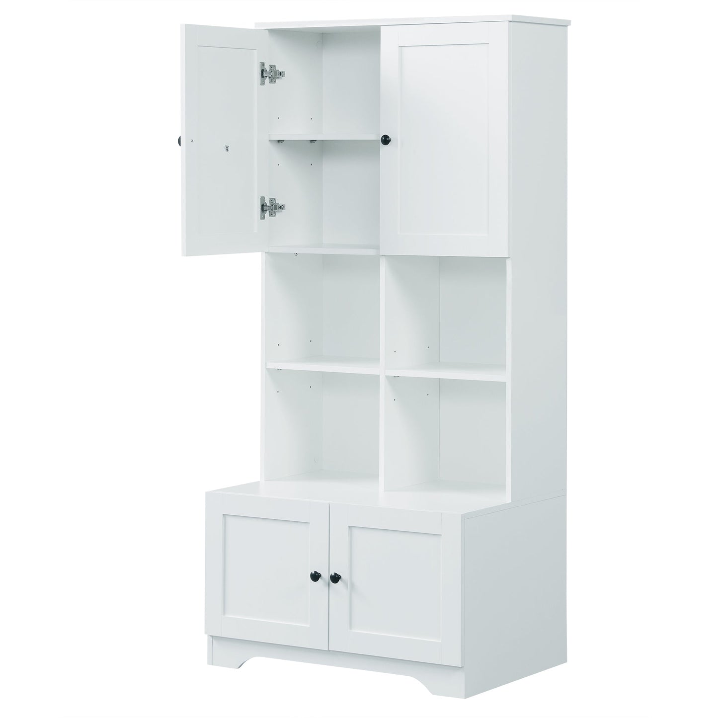 Elegant 4-Door Bathroom Storage Cabinet with Adjustable Shelves