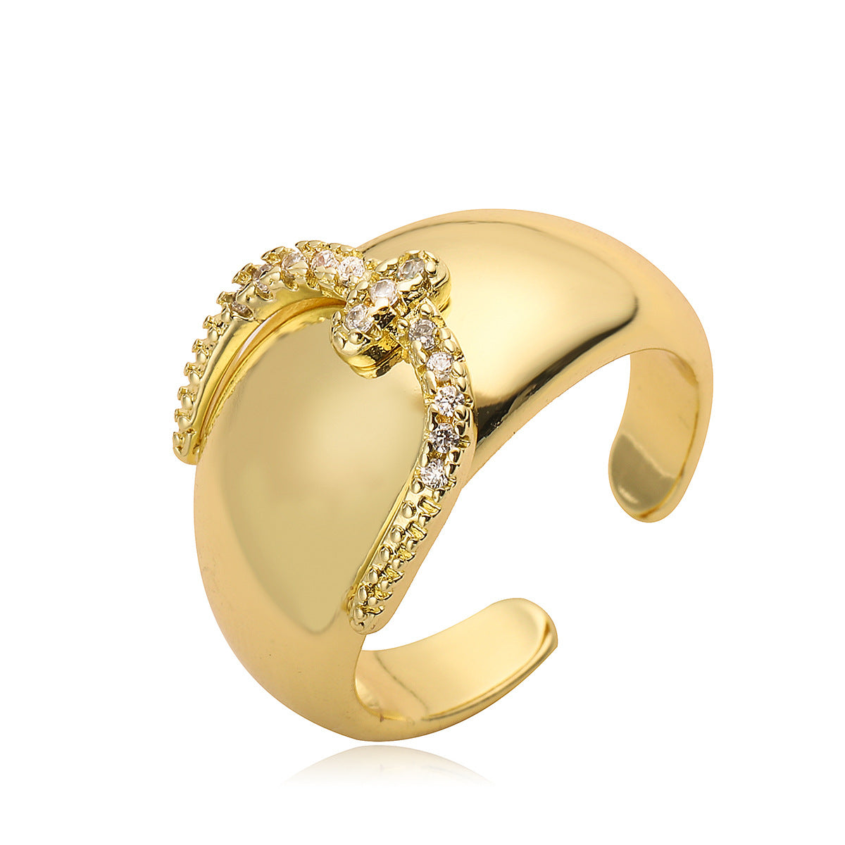 Geometric Open Ring - Elegant Women's Adjustable Jewelry