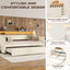 Twin Size Daybed with Trundle, Upholstered Daybed with Charging Station and LED Lights, White - Korvel