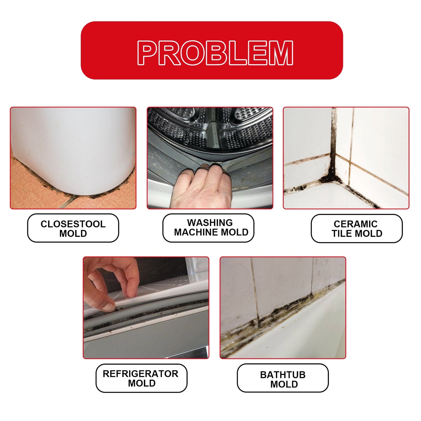 Mildew Removal Gel Cleaner For Kitchen Refrigerator Bathroom Wall Tile Mildew Stains - Korvel