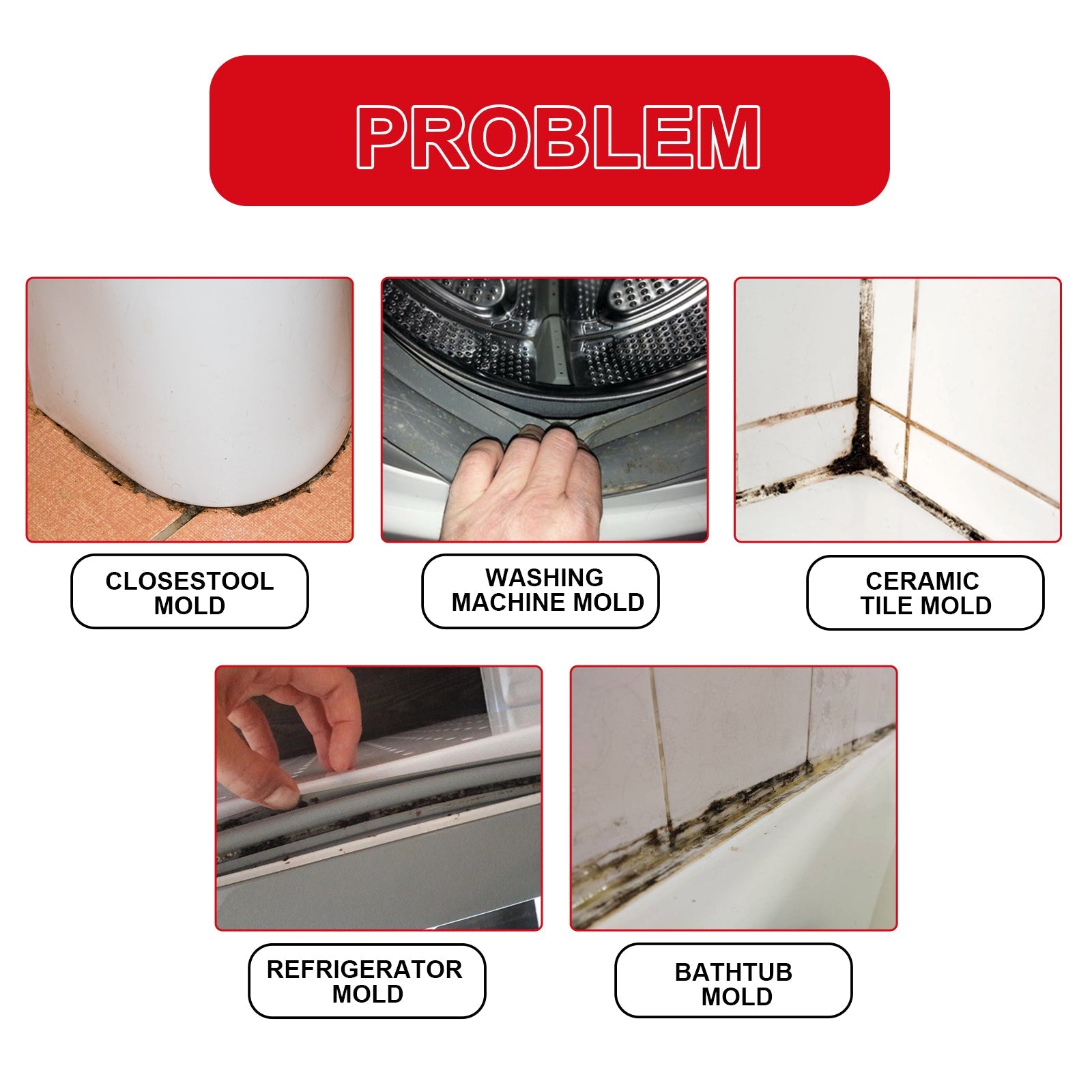 Mildew Removal Gel Cleaner For Kitchen Refrigerator Bathroom Wall Tile Mildew Stains - Korvel