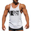 Letter printed men's fitness sports vest slim shoulder strap I-shaped vest cotton - Korvel