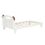 Twin Size Platform Bed with Bear Ears Shaped Headboard and LED Cream White - Korvel