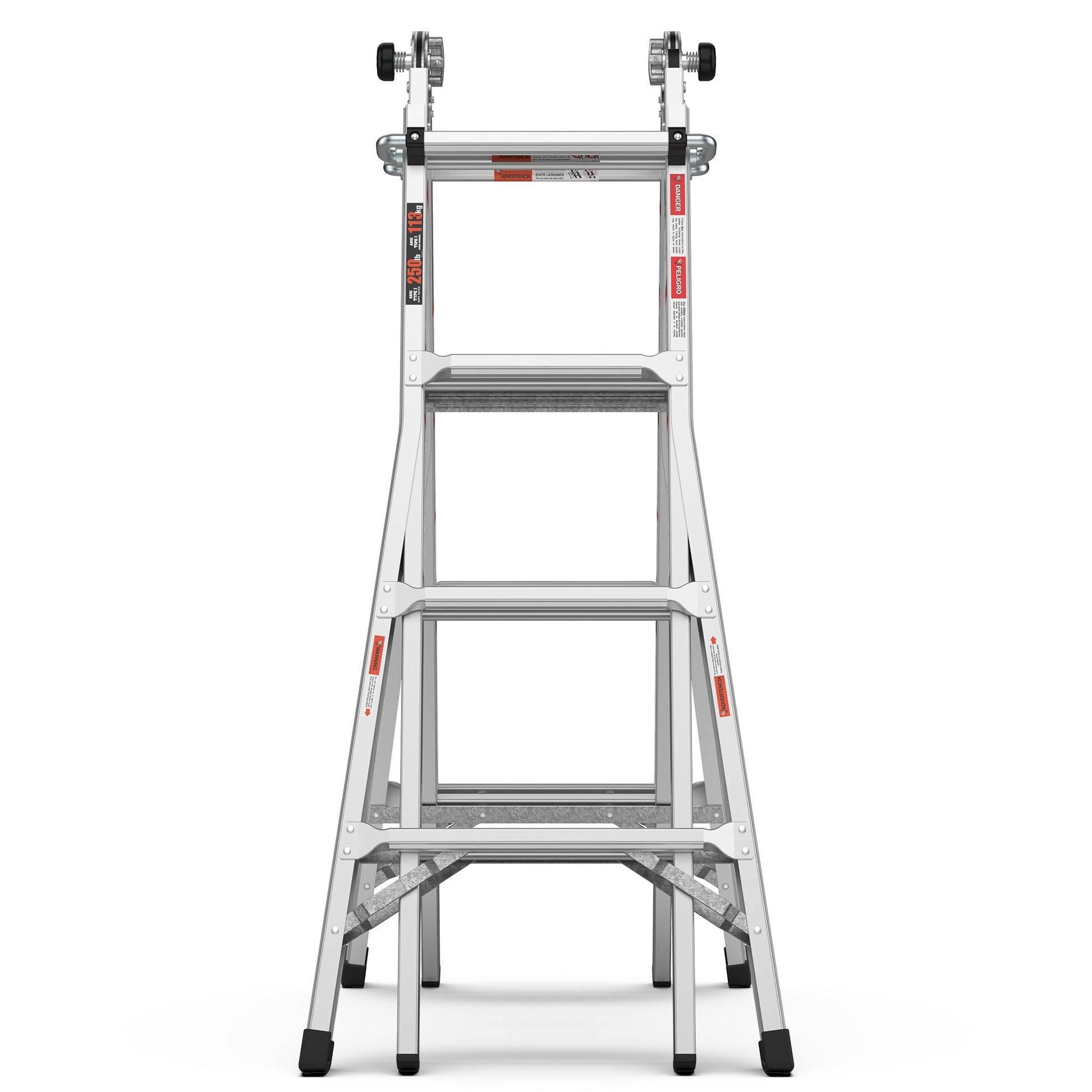 17ft Multi-Position Foldable Aluminum Ladder, A-Frame and Straight Ladder, ANSI 250lbs - Korvel