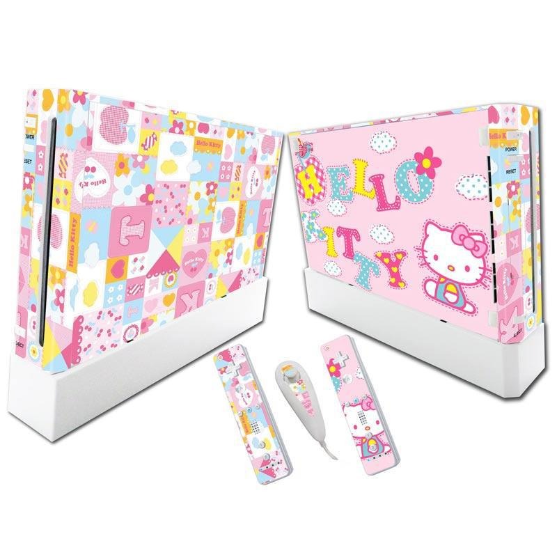 Stylish Wii Console Stickers - Hello Kitty & Pikachu Designs