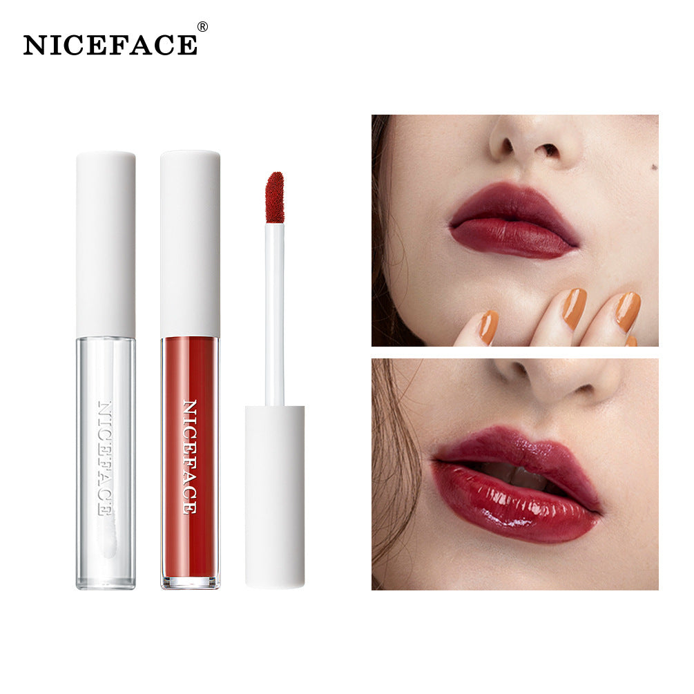 Niceface New Matte Non-Stick Cup Lip Glaze Set With Lip Plumper Texture Lip Gloss - Korvel