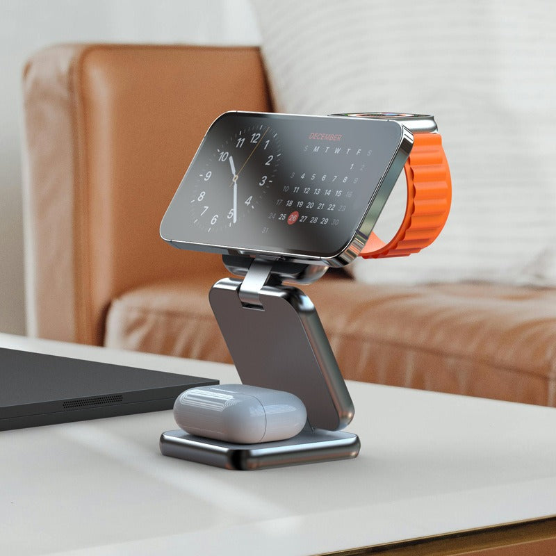 Premium Foldable 3-in-1 Wireless Charger for Mobile Devices