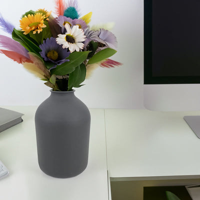 Elegant Matte Black Metal Vase for Home Decor
