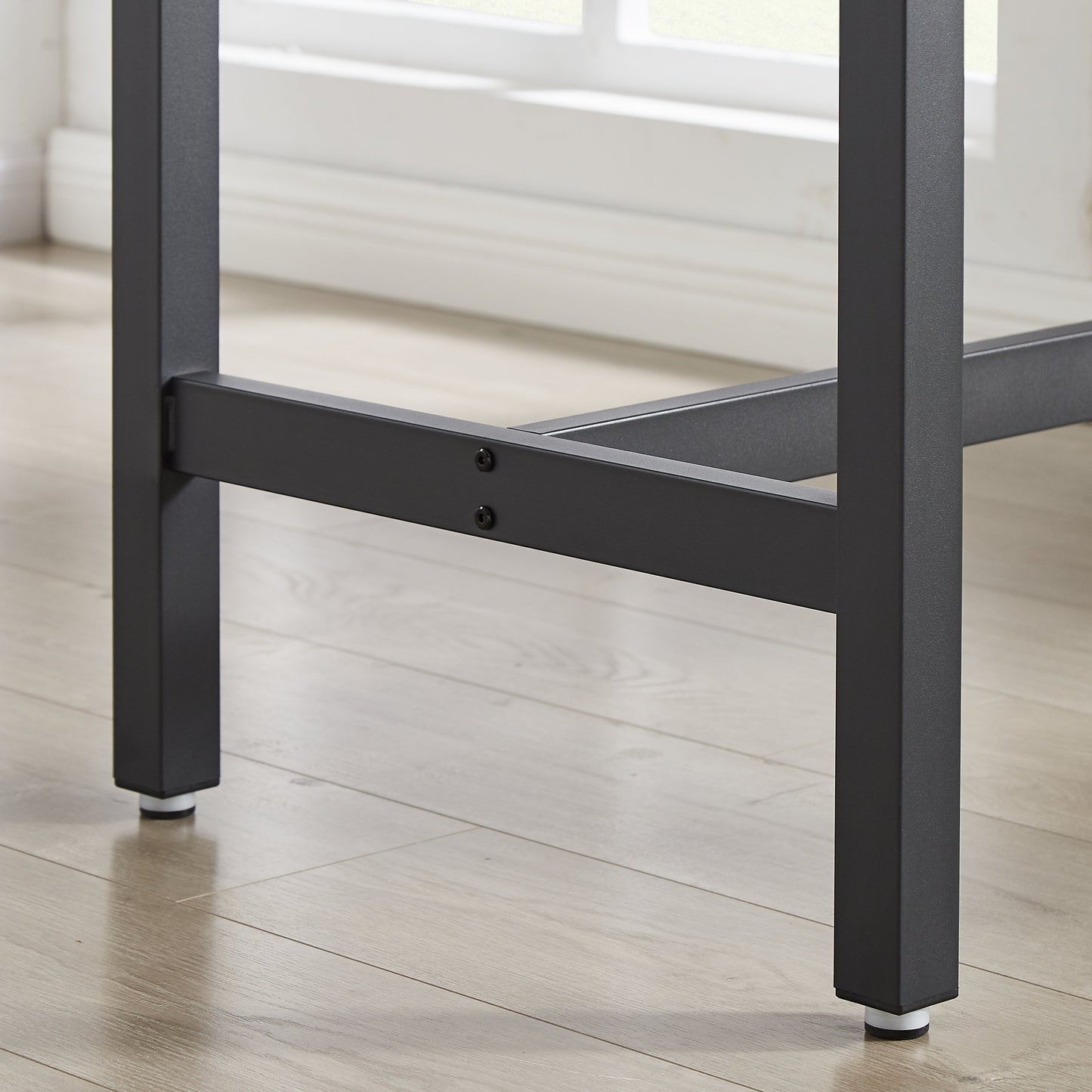 Bar Table Set with 4 Bar stools PU Soft seat with backrest Grey 47.24'' L x 23.62'' W x 35.43'' H - Korvel