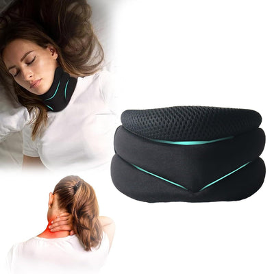 Three layer sponge neck support, breathable, high elasticity, anti bowing, forward leaning, cervical neck decompression, office neck cover - Korvel