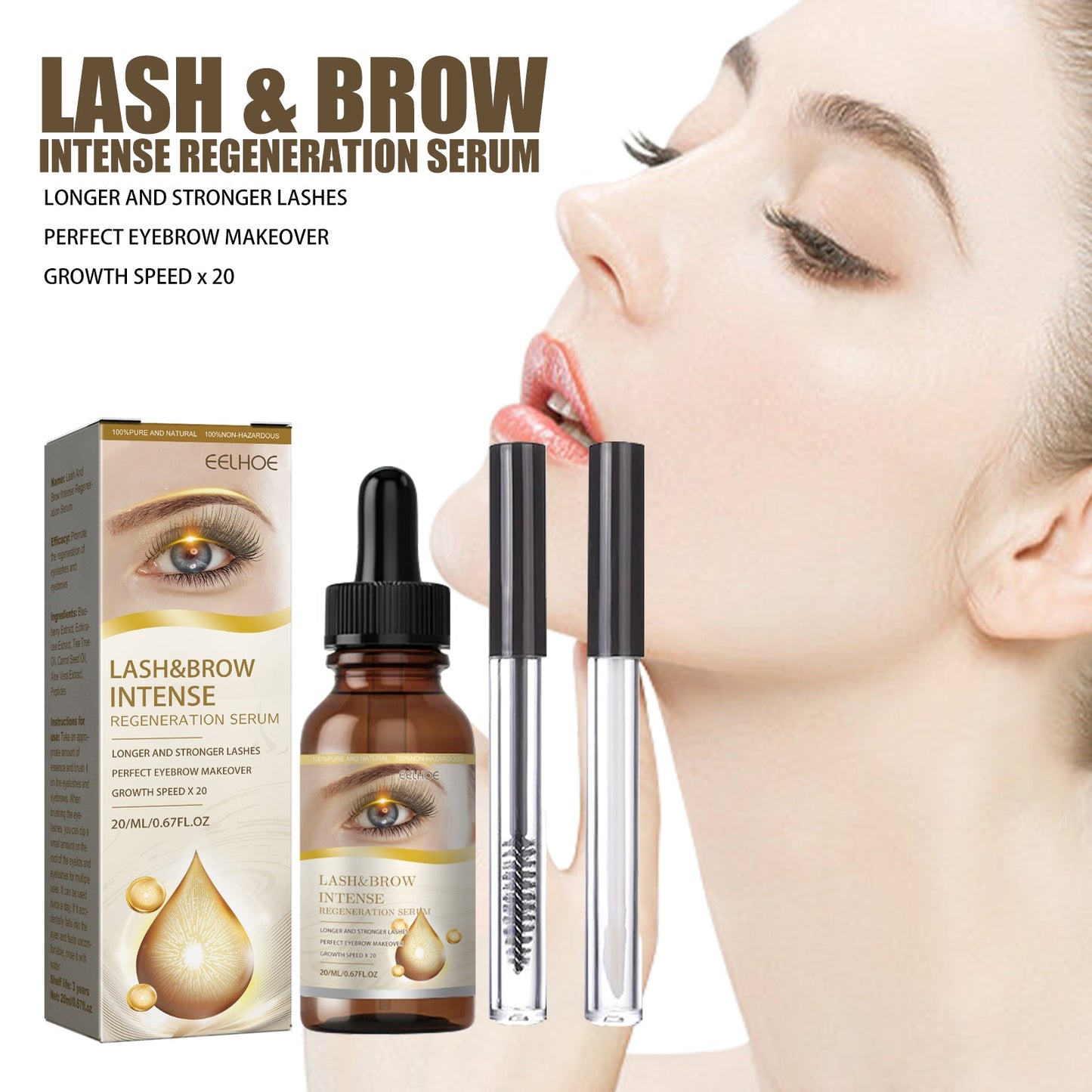 Mascara Gentle, Flawless, Long And Curling Eyelash Moisturizes Dark And Thick Brows - Korvel