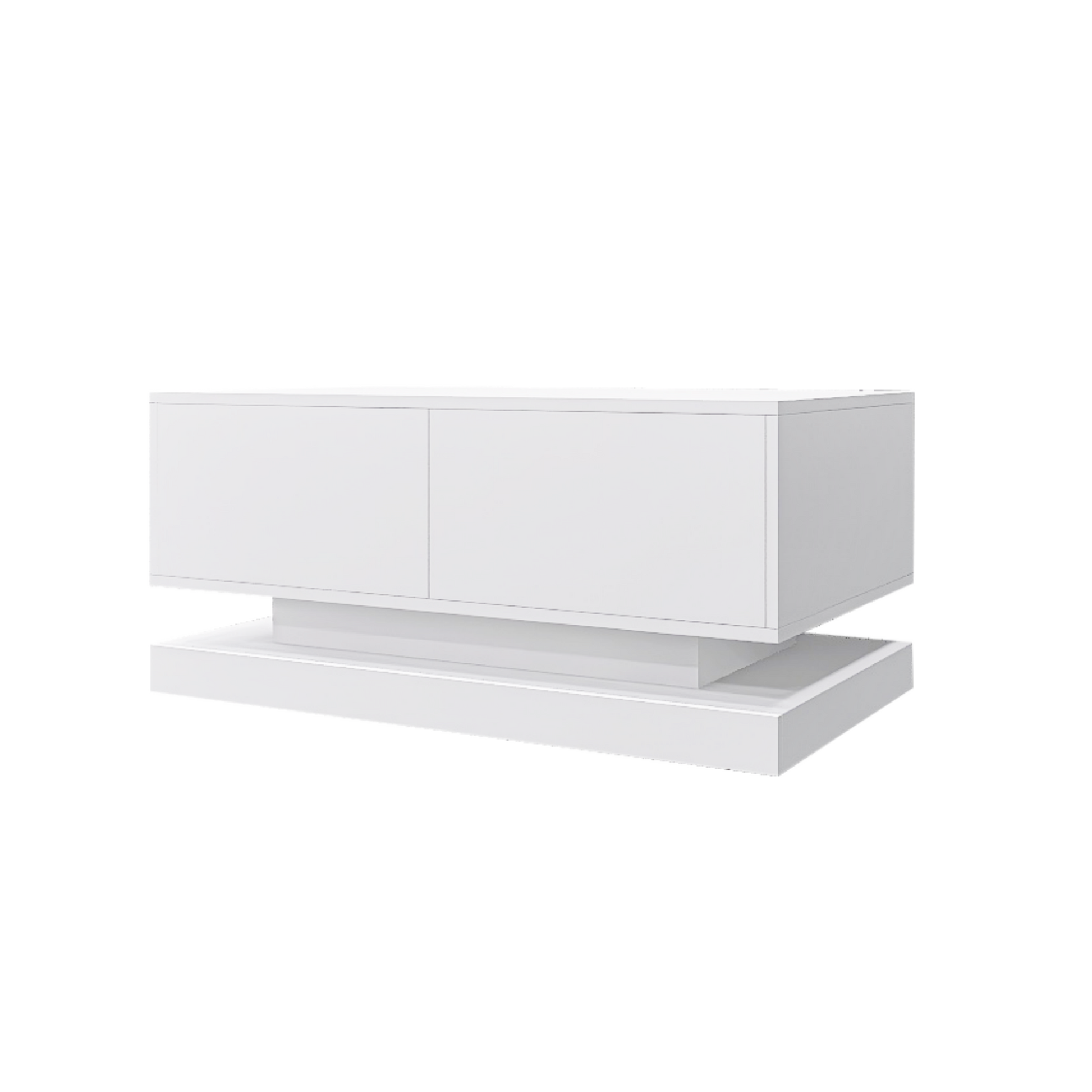High Glossy Coffee Table with 2 Drawers have RGB Led Light with Buletooth Control - Korvel