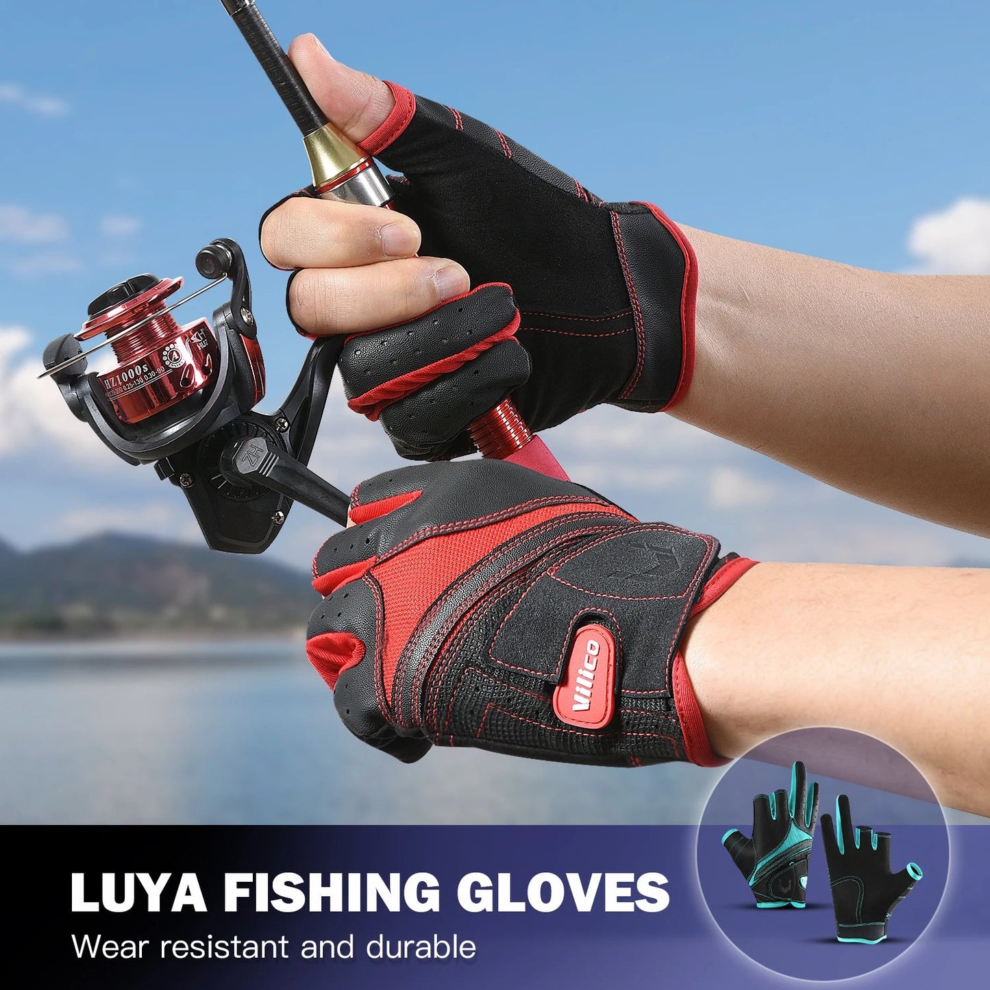 Outdoor sports autumn and winter anti slip breathable dew three finger wear-resistant and anti cutting lure fishing gloves - Korvel