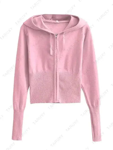 Ensemble de Haut Court à Capuche Tricoté Chic et Pantalons