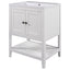 24" White Modern Sleek Bathroom Vanity Elegant Ceramic Sink with Solid Wood Frame Open Style Shelf - Korvel