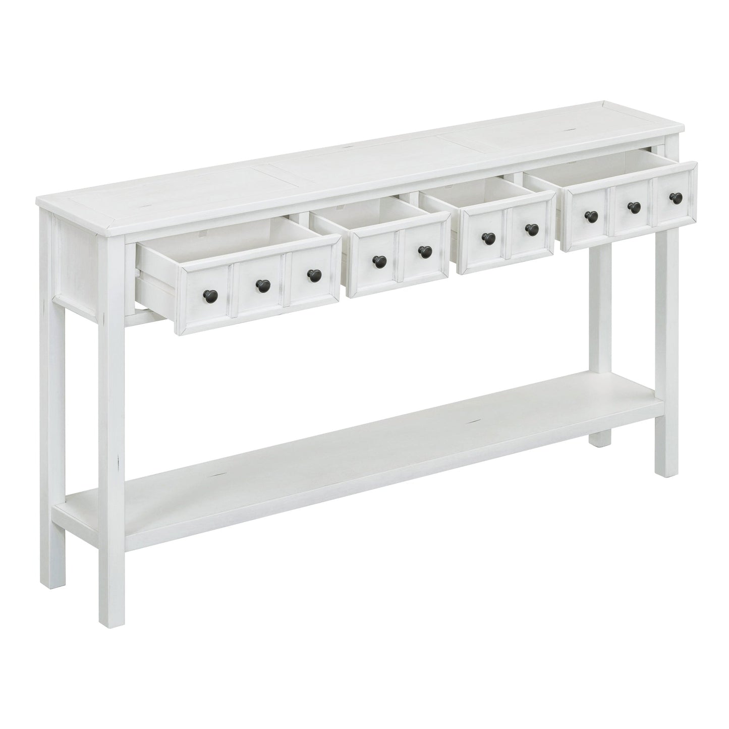 TREXM Rustic Entryway Console Table - 60" Long with Storage
